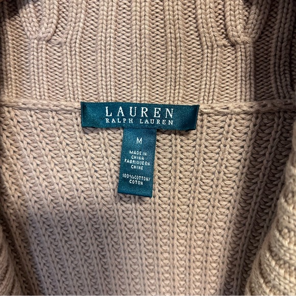 Lauren Ralph Lauren cotton blend camel buckle cardigan medium - Picture 2 of 7